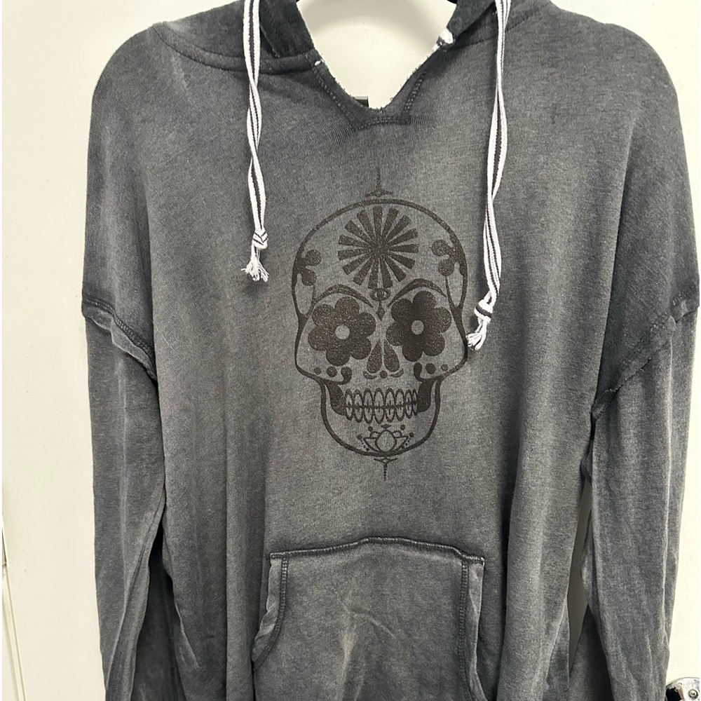 Custom Printed Sugar Skull French Terry Hoodie